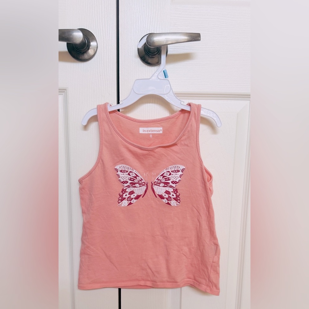 Pink Butterfly Tank Top kids size 8